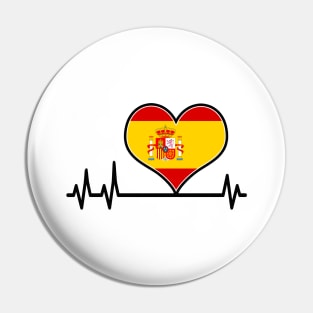 Spain Flag Heart Heartbeat EKG Pin