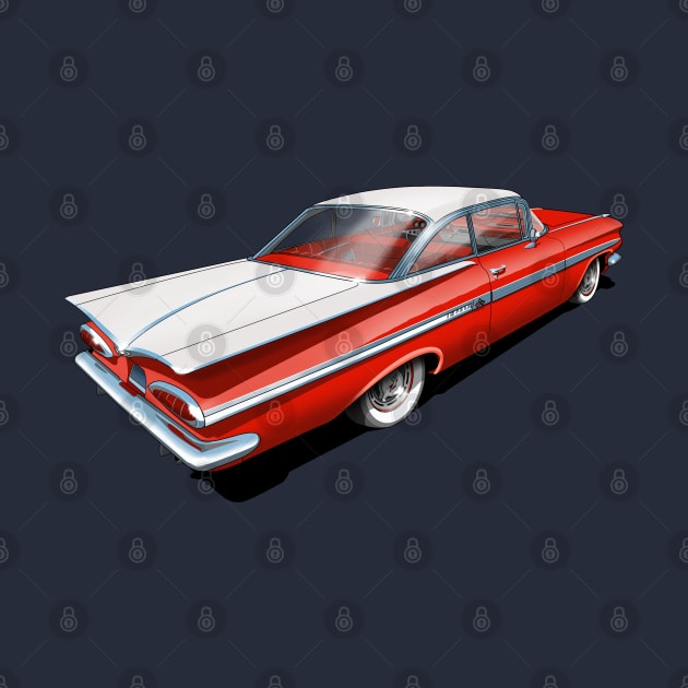1959 Chevrolet Impala in Roman Red and White by candcretro