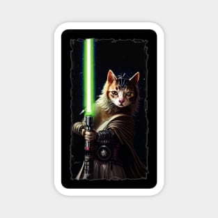 Fun Cat Print ~ AI Art ~ Fantasy Cat ~ Sci-fi Cat ~ Cats with Lightsabers Magnet