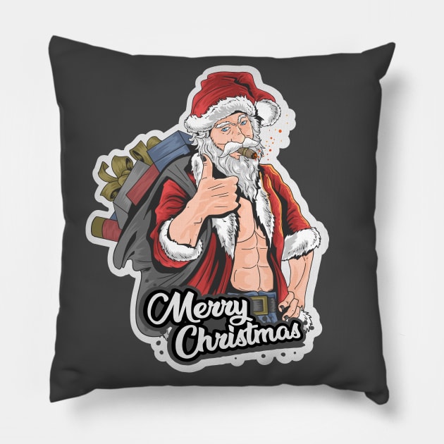 Vintage Santa Claus Retro Design Christmas Beer Funny Gift Idea Pillow by ivaostrogonac