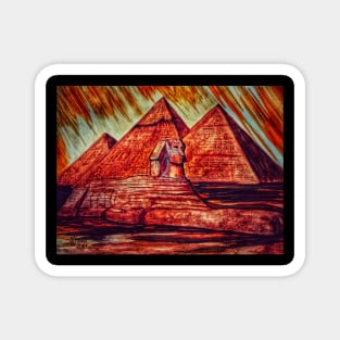 The Great Sphinx and Pyramids in Grunge Magnet