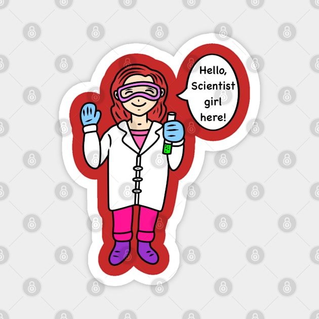 Chibi cartoon scientist girl Magnet by Andrew Hau