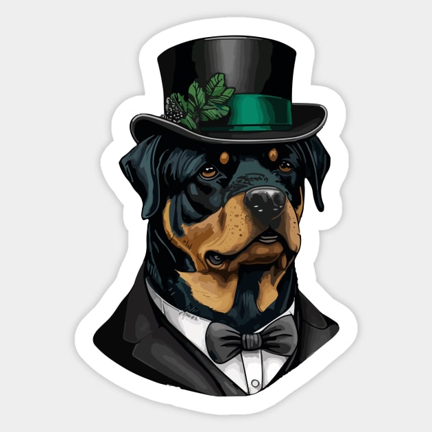 Rottweiler Funny Top Hat Rottweiler Dog Sticker TeePublic