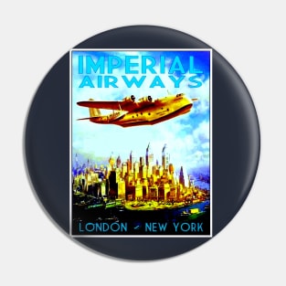 Imperial Airways Fly to London and New York Travel Print Pin