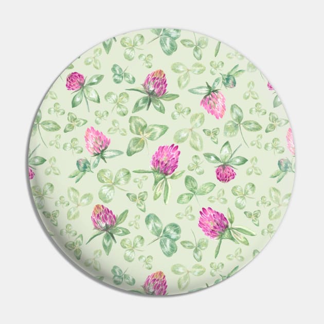 Clover meadow pattern on green Pin by Flowersforbear