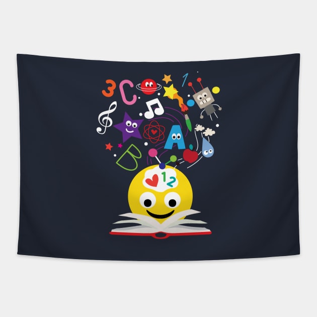 I love Reading! Cute Reading Emoji Gifts for Teachers Tapestry by teemaniac