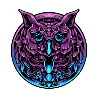 Owl Head With Ornament Fantasy Artsy Style T-Shirt