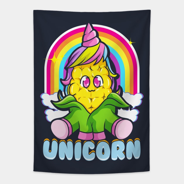 Corn Unicorn Cute Funny Tapestry by E