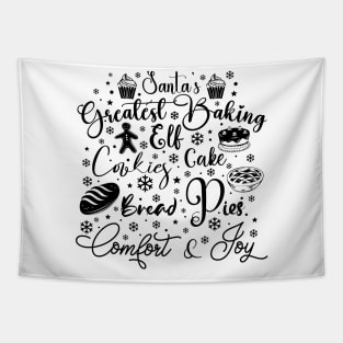 Santa's Greatest Baking Elf in Dark Font Tapestry