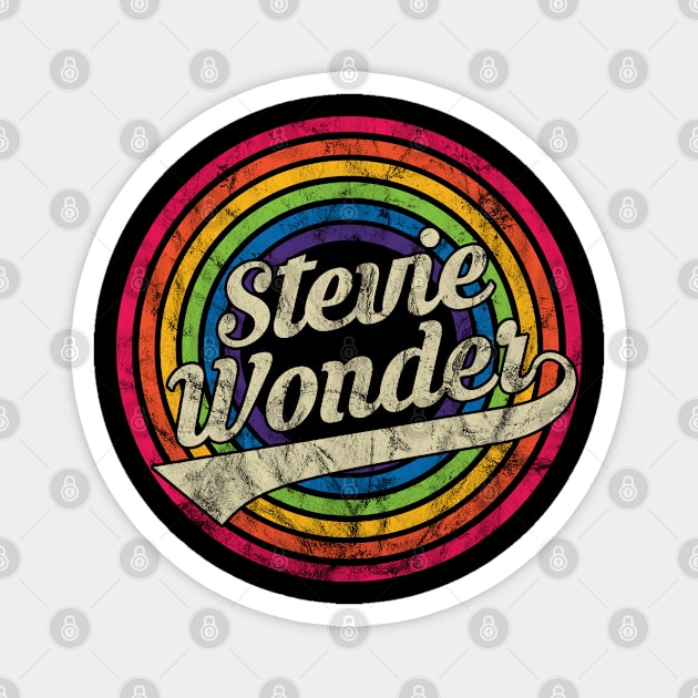 Stevie Wonder - Retro Rainbow Faded-Style Magnet by MaydenArt