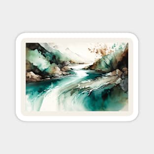 Watercolor River Painting Magnet