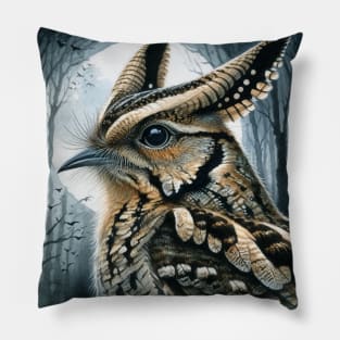 Colorful Great-Eared Nightjar - Watercolor Bird Pillow