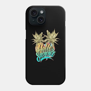 Hello summer with pineapple, warm sunshine and the beach Phone Case