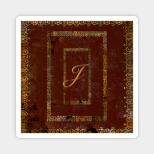 Distressed Leather Book Cover Design Initial J Magnet