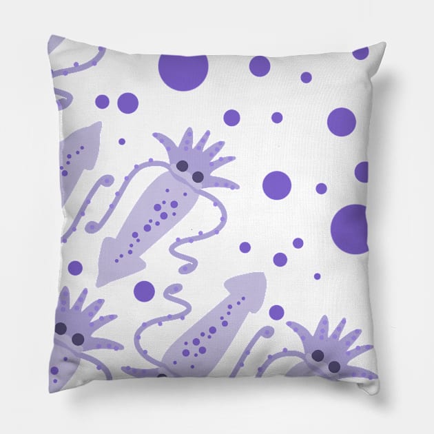 Squid - Purple Pillow by Design Fern