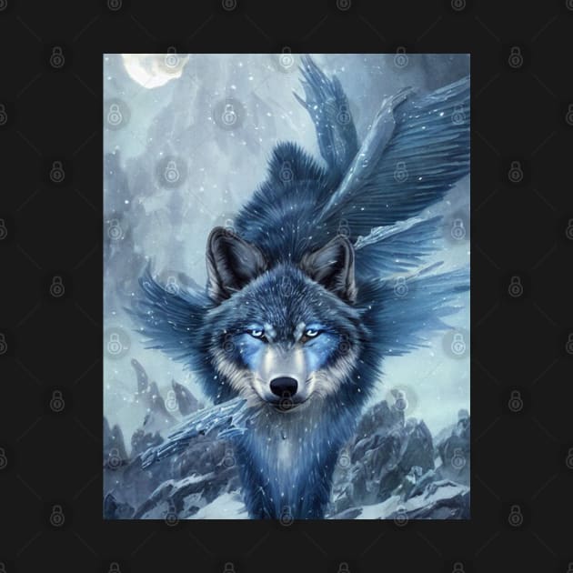 Blue Wolf With Wings Elegant by Roza Wolfwings