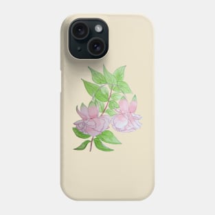 Pink fuchsia flowers with leaves floral Phone Case