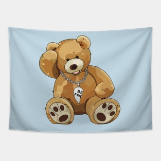 Cute teddy bear wearing a best friends necklace Tapestry