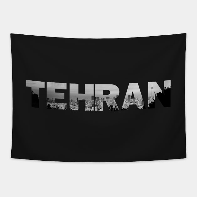 Cityscape of Tehran, the skyline, and Milad Tower Tapestry by Farzad-Design