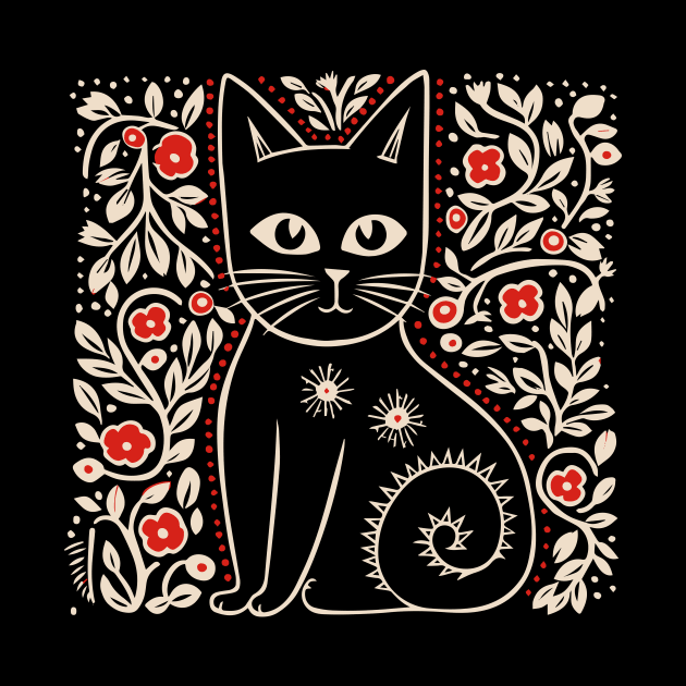 Lino Cut Cat by n23tees