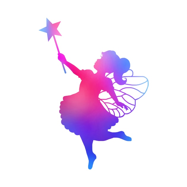 Pink to Blue Ombre Fairy Girl Silhouette by Art by Deborah Camp