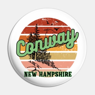 Conway New Hampshire Retro Vintage Sunset Pin