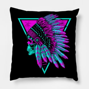 Retro Indian Skull Pillow