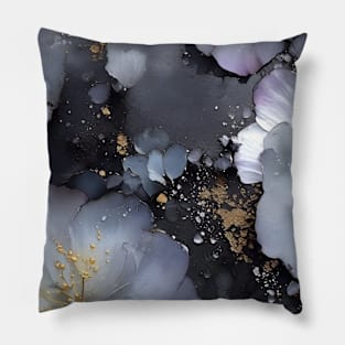 Black and gold flowers Pillow