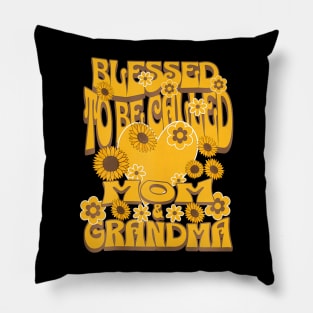 Womens Blessed To Be Called Mom And Grandma Sunflower Mothers Day Pillow