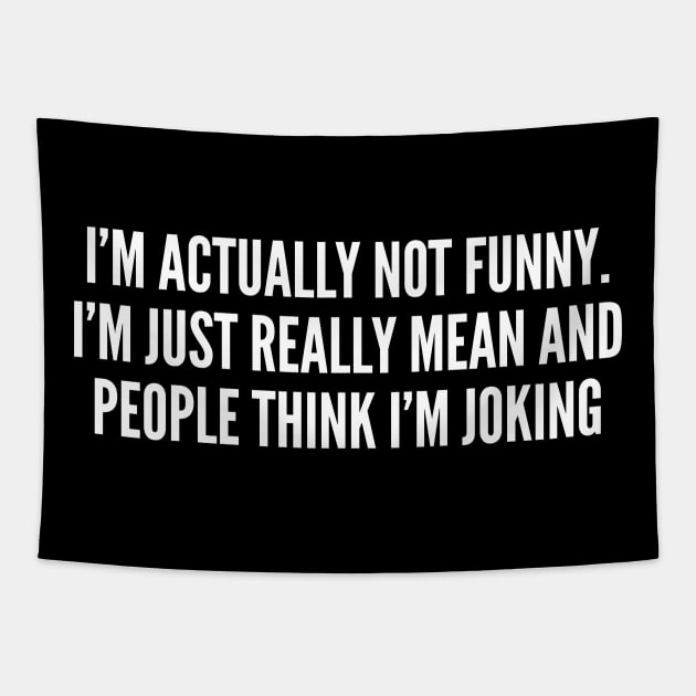 I'm Actually Not Funny I'm Just Really Mean - Silly Slogans Joke Statement Humor Quotes Saying Tapestry by sillyslogans