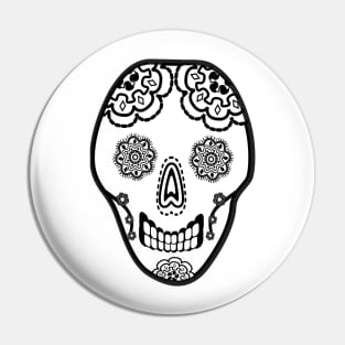 Black and White Sugar Skull (Calavera) Pin