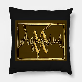 Aquarius, zodiac sign in 3D gold look Pillow