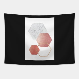 Geometric hexagon Modern wall art Pink/marble Tapestry