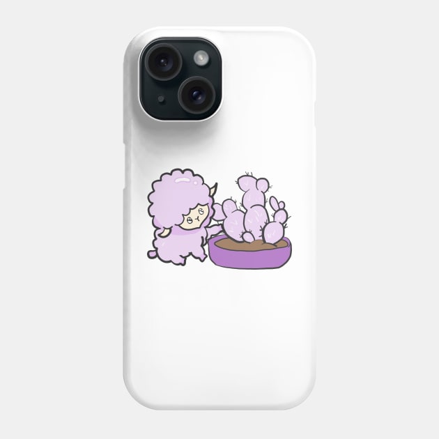 Cactus Sheep - Purple Phone Case by jenartfart