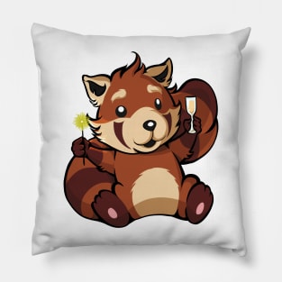 Red panda with champagne and sparkler - Happy New Year Pillow