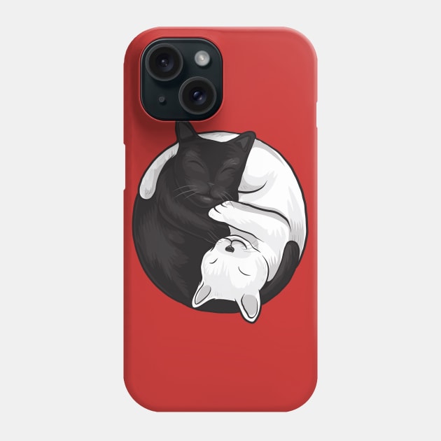 Ying Yang Black and White Cat Graphic Phone Case by uncannysage