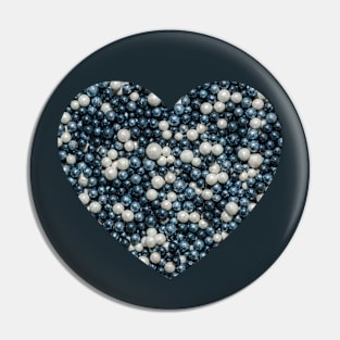 Black, White and Silver Sprinkle Spheres Candy Photograph Heart Pin