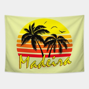 Madeira Portugal Retro Sunset Tapestry