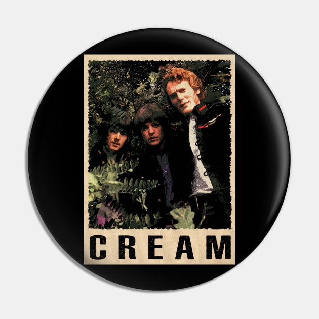 Creams Classic Rock - Feel the Music on Your Retro Cream T-Shirt Pin by Skateboarding Flaming Skeleton