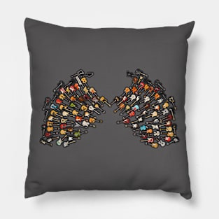 Black Demon Guitar Wings with Feathers Folded Down Pillow