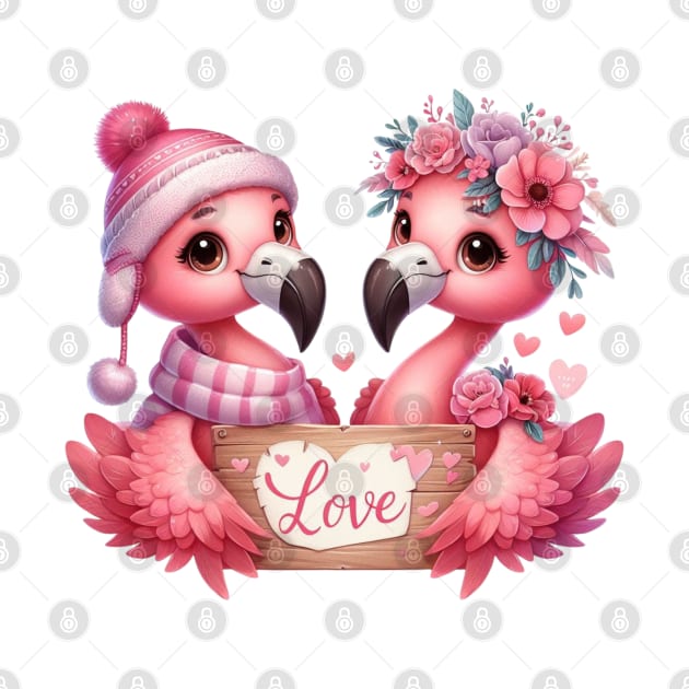 Valentine Love Flamingos by Chromatic Fusion Studio