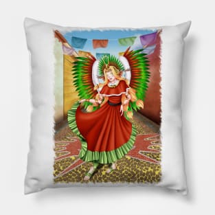 Christmas Quetzalcoatl Dress Tecnica Mask Background Jagged Pillow