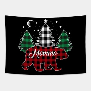 Momma Bear Buffalo Red Plaid Matching Family Christmas Tapestry