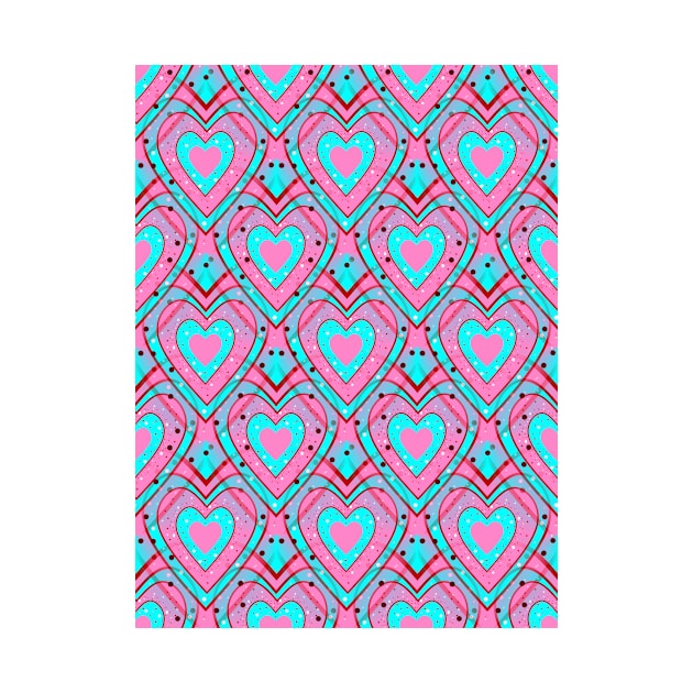 BLUE Pink Happy Valentines Day Hearts by SartorisArt1