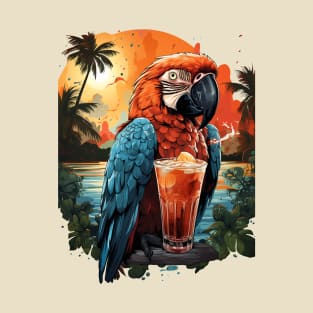 Colorful parrot drinking cocktail T-Shirt