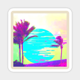 Vaporwave Kona Palms Magnet