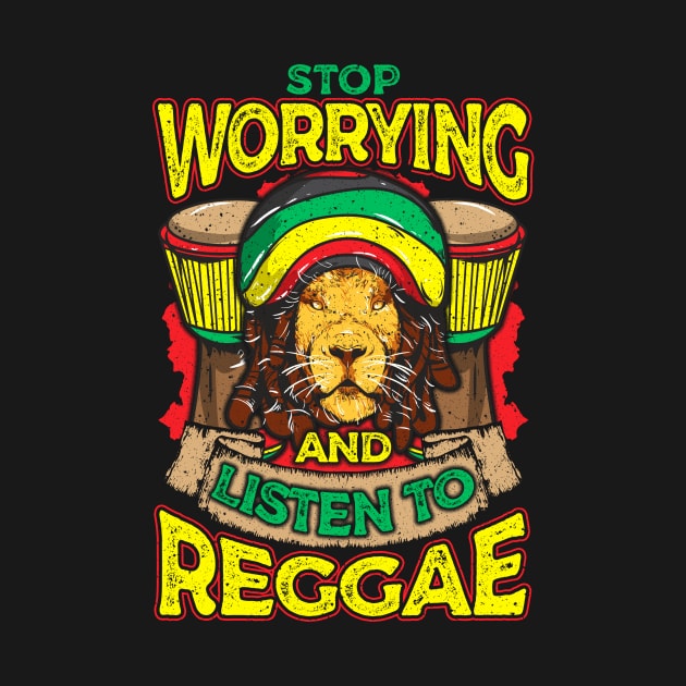 Stop Worrying And Listen To Reggae Rastafari Lion by theperfectpresents