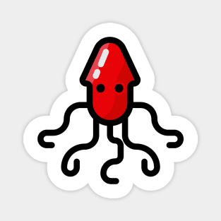 Swimming Octopus Squid Red Magnet