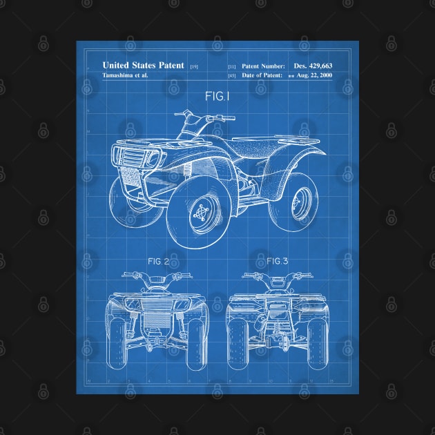 ATV Quad Bike Patent - Off-Roader Motorsports Fan Art - Blueprint by patentpress