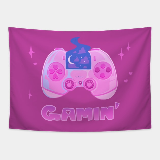 GAMIN’ - Pastel Pink Gaming Controller (cool) Tapestry by silly cattos